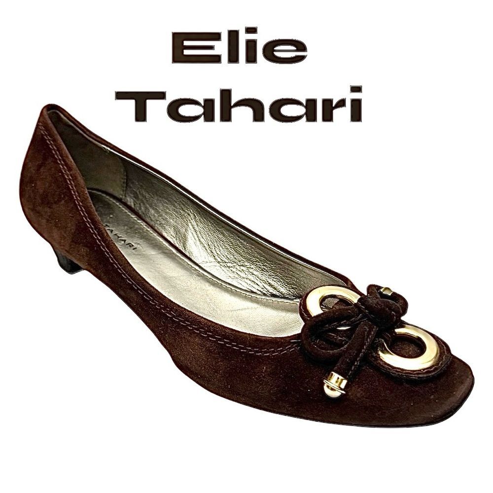 Elie Tahari Brown Suede Ballet Flats Womens Size 9 EU 39.5 Slip On Comfort
